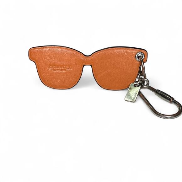 COACH SUNGLASSES LEATHER KEY CHAIN Bag Charm orange silver - Picture 4 of 4